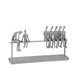 7 PEOPLE SITTING ON A BANK POLY GREY
