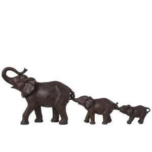 ELEPHANTS ROW 3 POLYRESIN BROWN