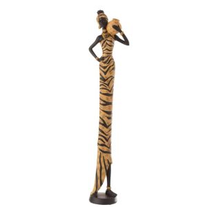 AFRICAN WOMAN ZEBRA POLY BLACK/BROWN