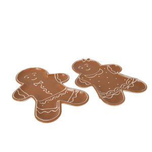 SERVING PLATE COOKIE DOLOMITE CARAMEL/WHITE ASSORTMENT OF 2