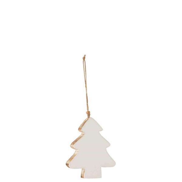 HANGER CHRISTMAS TREE MANGO WOOD WHITE LARGE