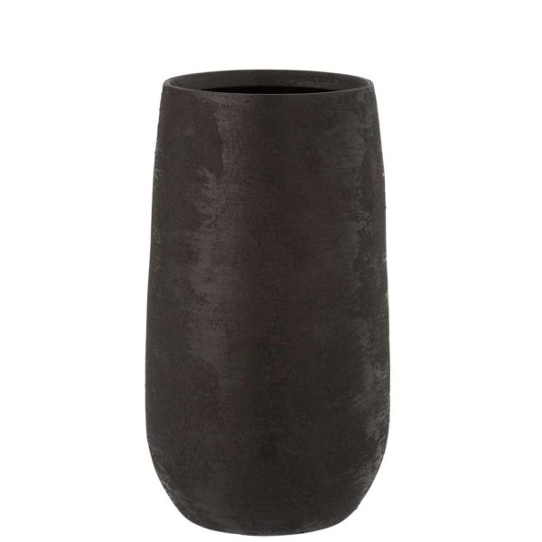 VASE IRREGULAR ROUGH CERAMIC BLACK LARGE