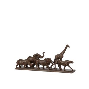 5 ANIMALS IN A ROW POLY BROWN SMALL