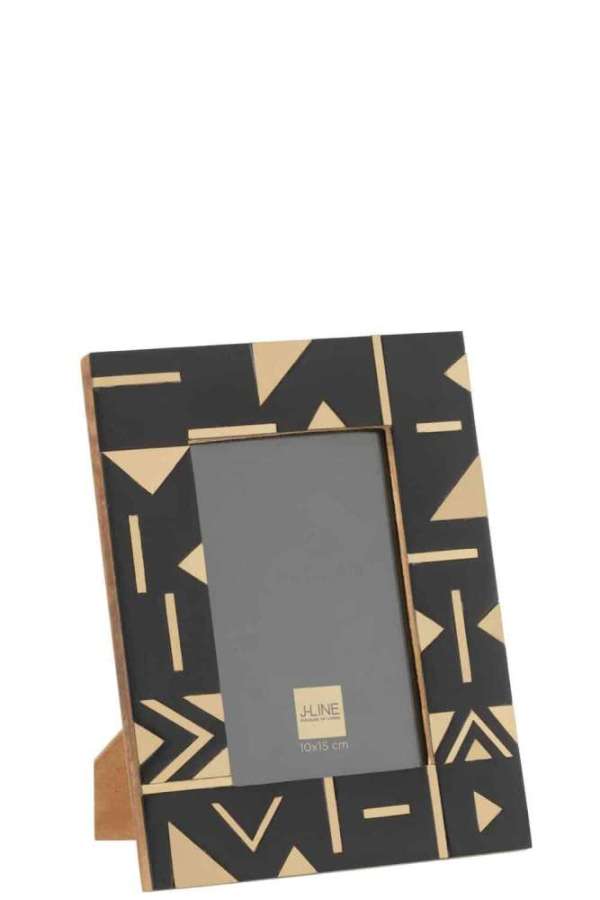 PHOTOFRAME GEOMETRIC 10x15 WOOD/RESIN BLACK/GOLD S 17x22CM