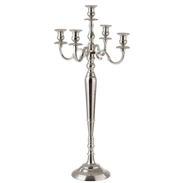 CANDLEHOLDER 5 ARMS CLASSIC ALUMINIUM SILVER LARGE