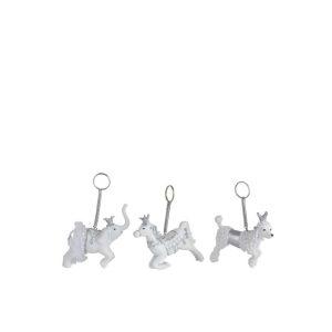 HANGER ANIMAL POLY WHITE/SILVER ASSORTMENT OF 3