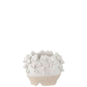 FLOWERPOT ANEMONE CERAMIC WHITE/BEIGE