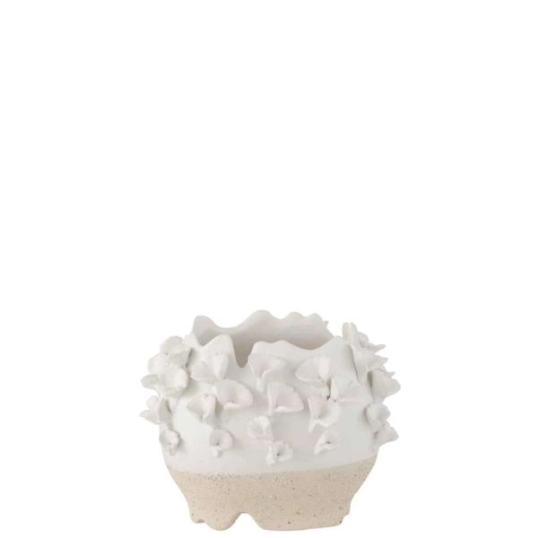 FLOWERPOT ANEMONE CERAMIC WHITE/BEIGE
