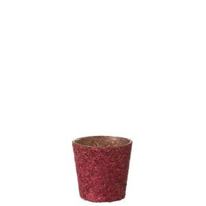 TEALIGHT HOLDER GLITTER GLASS FUCHSIA SMALL