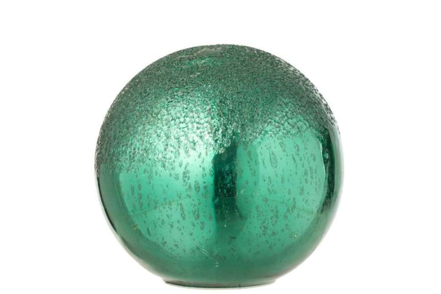 BALL LED CRACKLED GLASS GREEN LARGE