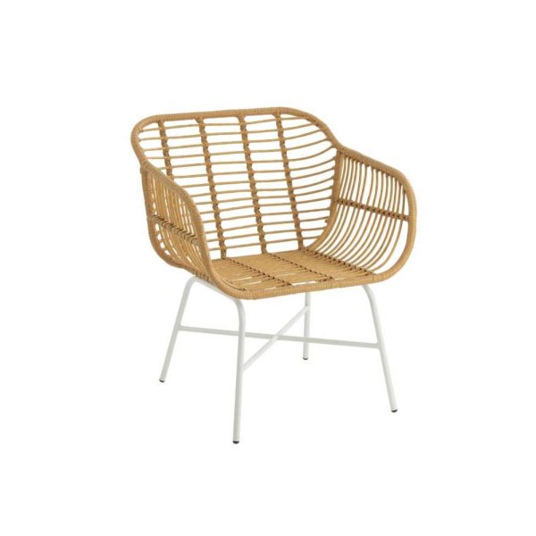 CHAIR RACHELLE OUTDOORS MET/RATTAN NATURAL/WHITE