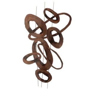WALL DECO OVALS STRIPES METAL BROWN SMALL