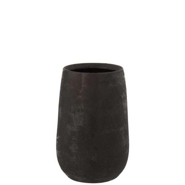 VASE IRREGULAR ROUGH CERAMIC BLACK SMALL