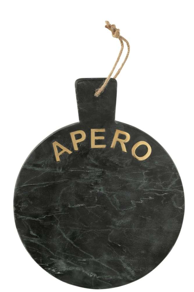 CHEESE BOARD ROUND MARBLE BLACK/GOLD COLORED