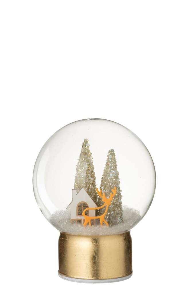 BALL LED REINDEER GLASS GOLD COLORED/WHITE LARGE