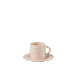 CUP AND SAUCER CERAMIC PINK