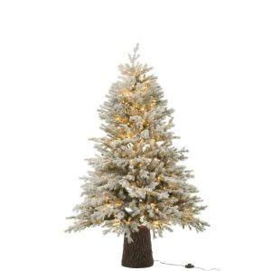 CHRISTMAS TREE 600 LED WOODEN BASE SNOWY ARTIFICIAL DARK GREEN