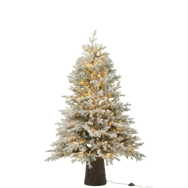 CHRISTMAS TREE 600 LED WOODEN BASE SNOWY ARTIFICIAL DARK GREEN