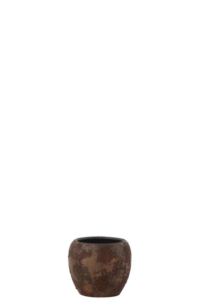 FLOWERPOT ROUND TERRA BROWN/RUST SMALL
