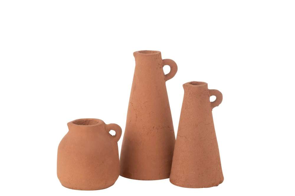 SET OF 3 VASES MOKE PITCHER TERRA COPPER