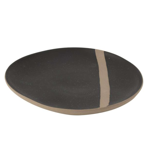 PLATE  CERAMIC BLACK/TAUPE LARGE