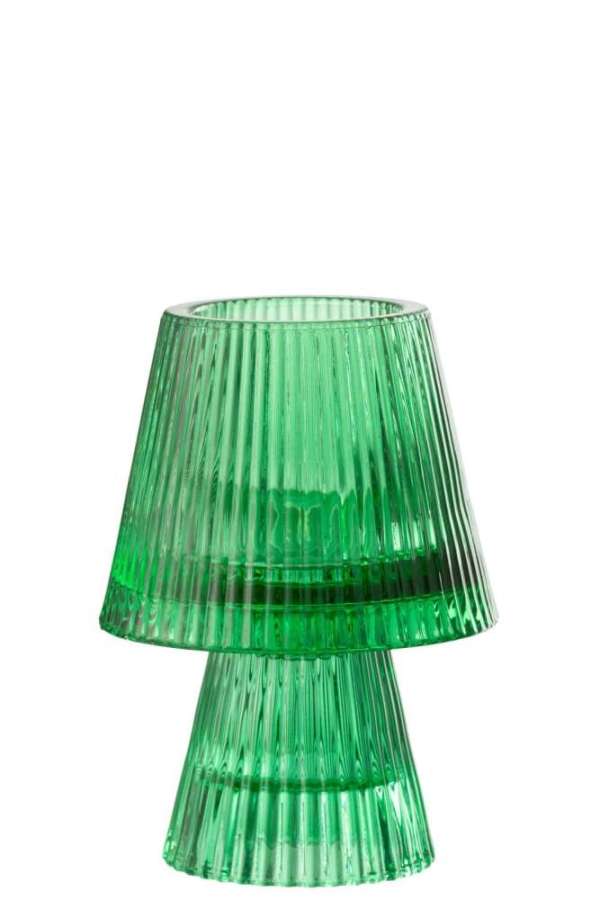CANDLE HOLDER HAT GLASS GREEN