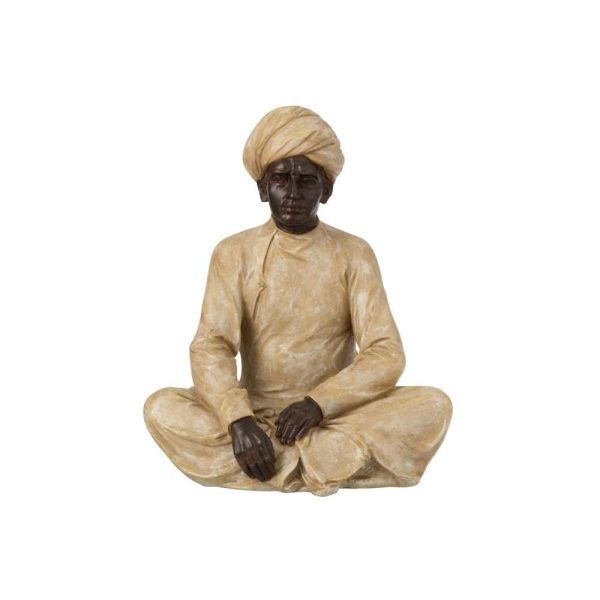 INDIAN FIGURE SITTING POLY BEIGE/BROWN LARGE