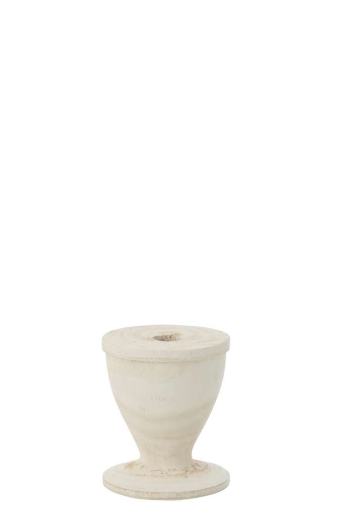 CANDLE HOLDER WOOD WHITE SMALL