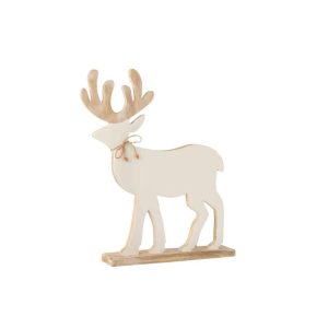 REINDEER ON FOOT MANGO WOOD WHITE/WHITE WASH LARGE