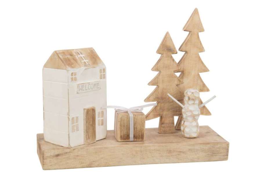DECORATION HOUSE PRESENT TREE WOOD WHITE