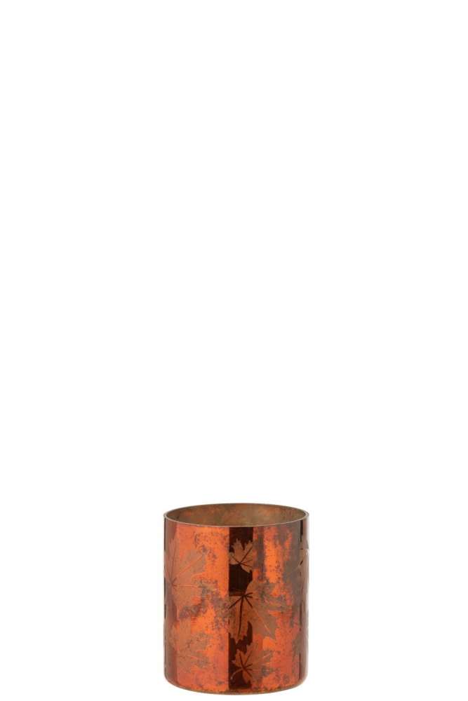 CANDLE HOLDER GLASS RUST BROWN SMALL