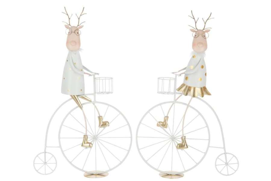REINDEER BIKE IRON GOLD COLORED/WHITE ASSORTMENT OF 2