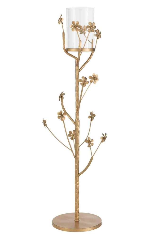 CANDLE HOLDER FLOOR METAL GOLD LARGE