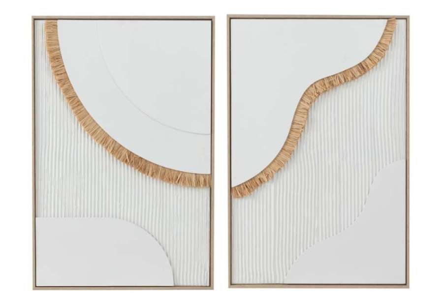 PAINTING STRAW CANVAS WHITE ASSORTMENT OF 2
