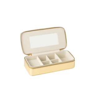 JEWELLERY BOX RECTANGLE+MIRROR ARTIFICIAL LEATHER GOLD