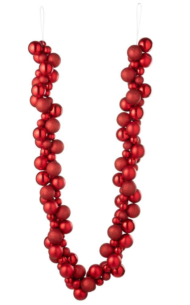 GARLAND CHRISTMAS BAUBLES PLASTIC CHRISTMAS RED