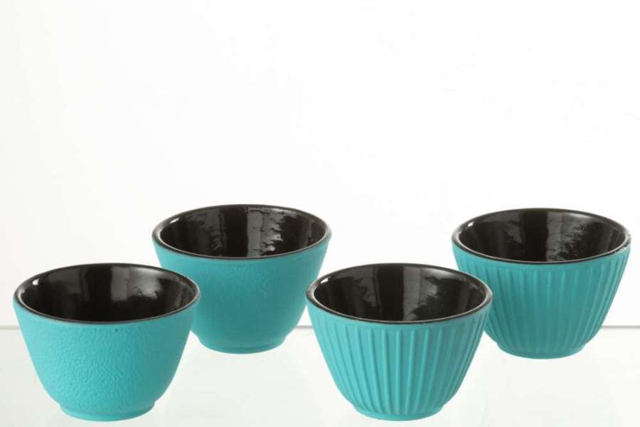 BOX OF 2 TEA CUP METAL BLUE ASSORTMENT 2