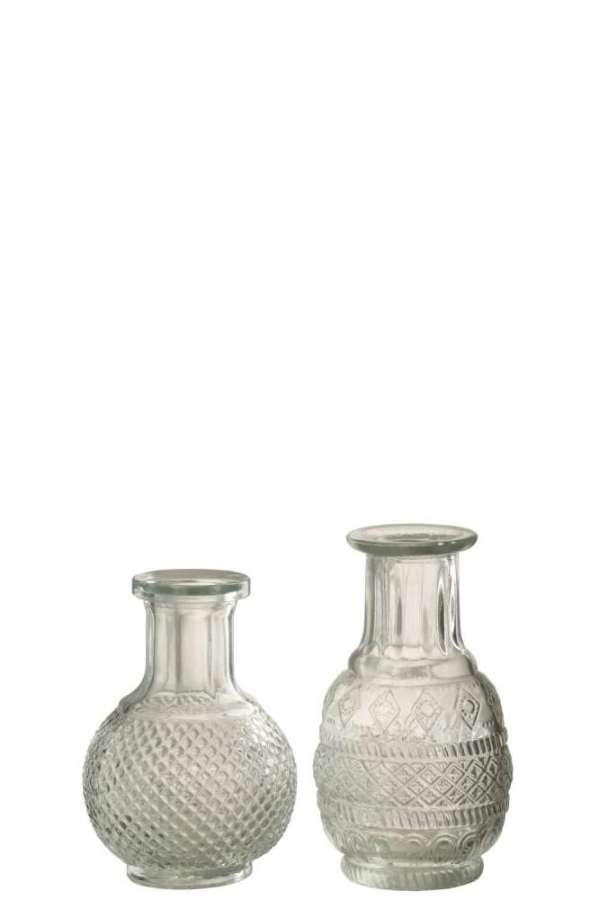 VASE SOLIFLORE GLASS TRANSPARENT ASSORTMENT OF 2