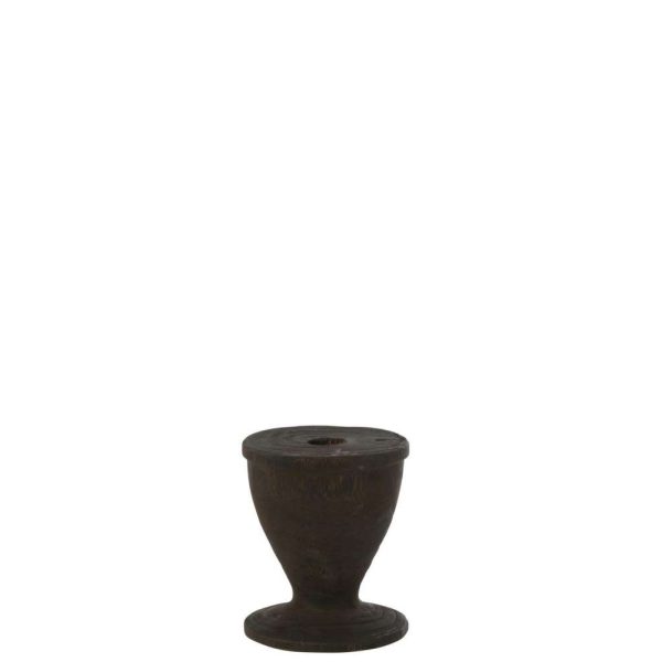 CANDLE HOLDER WOOD BLACK SMALL