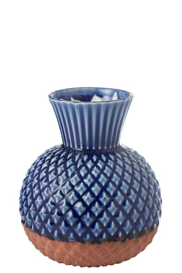 VASE LEO ROUND PORCELAIN BLUE/TERRA LARGE