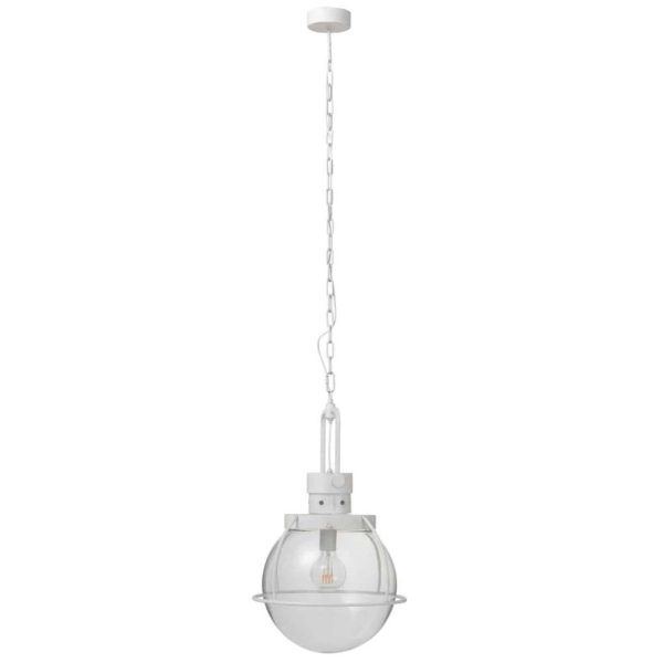 HANGING LAMP BALL GLASS/METAL WHITE