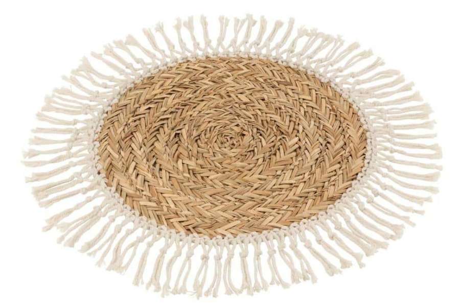COASTER ROUND GRASS/COTTON NATURAL/WHITE