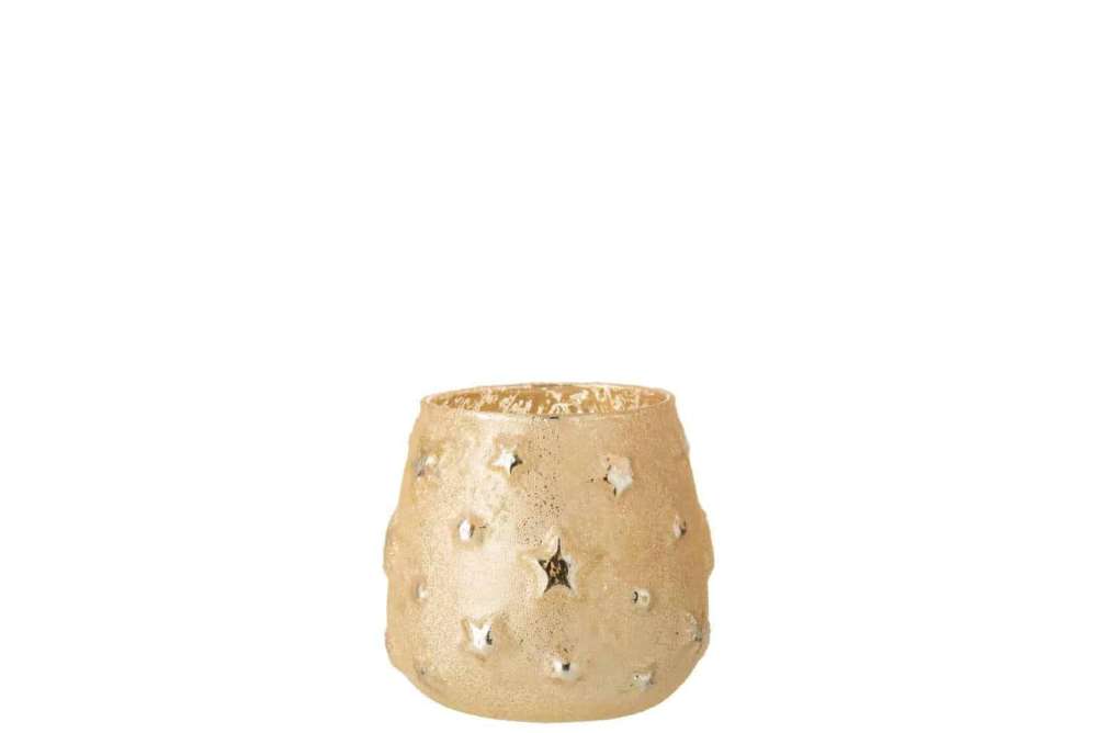 TEALIGHT HOLDER STAR GLASS ANTIQUE GOLD SMALL