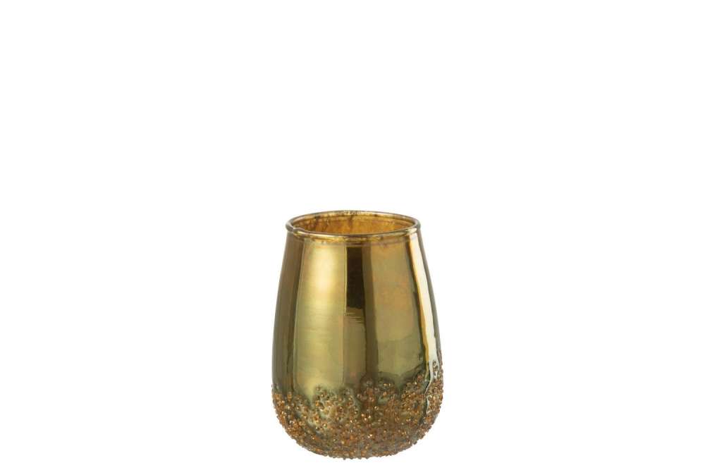 TEALIGHT HOLDER MIRROR GOLD GLASS SMALL
