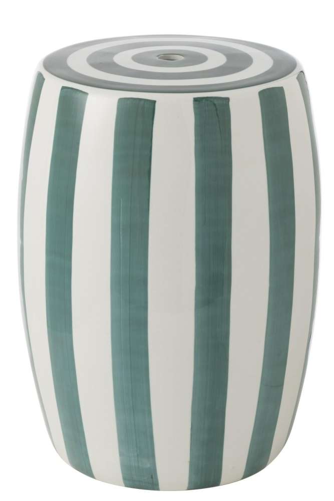 STOOL LISTRA STRIPES PORCELAIN GREEN/WHITE