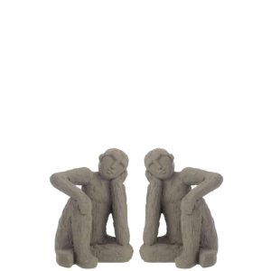 SET OF 2 BOOKEND SITTING CEMENT GREY LARGE