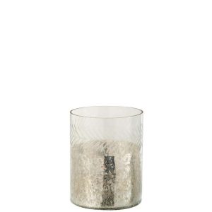 HURRICANE CLASSIC CRAQUELURE GLASS TRANSPARENT/SILVER SMALL