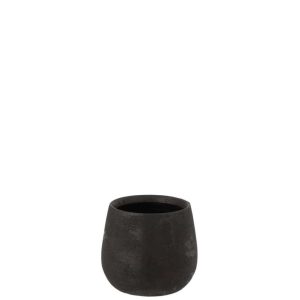 FLOWERPOT IRREGULAR ROUGH CERAMIC BLACK SMALL