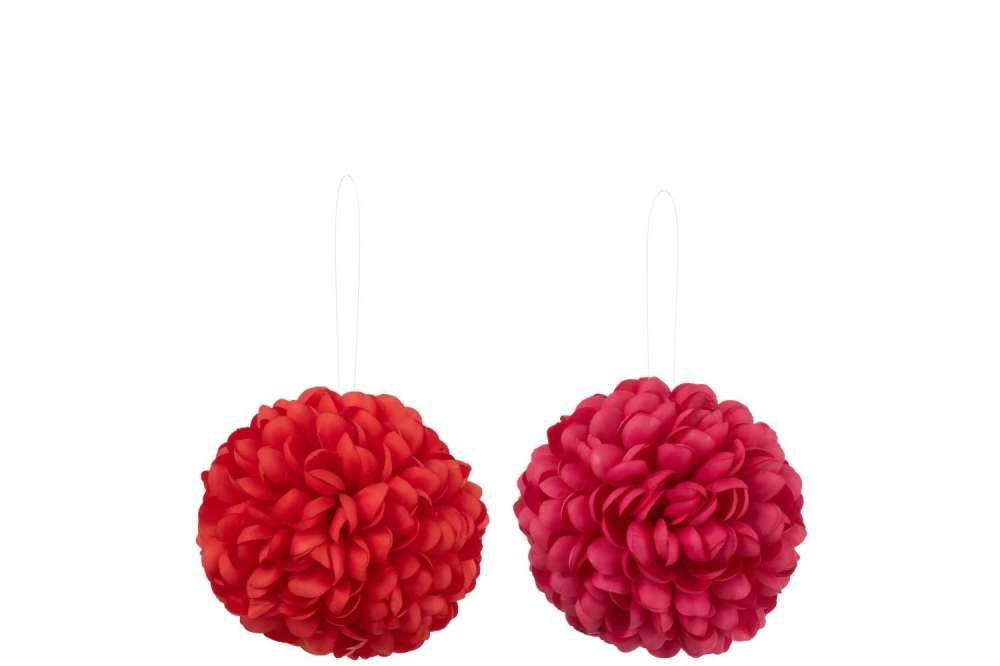 FLOWER BALL DIA20CM ARTIFICIAL PINK/RED ASSORTMENT OF 2