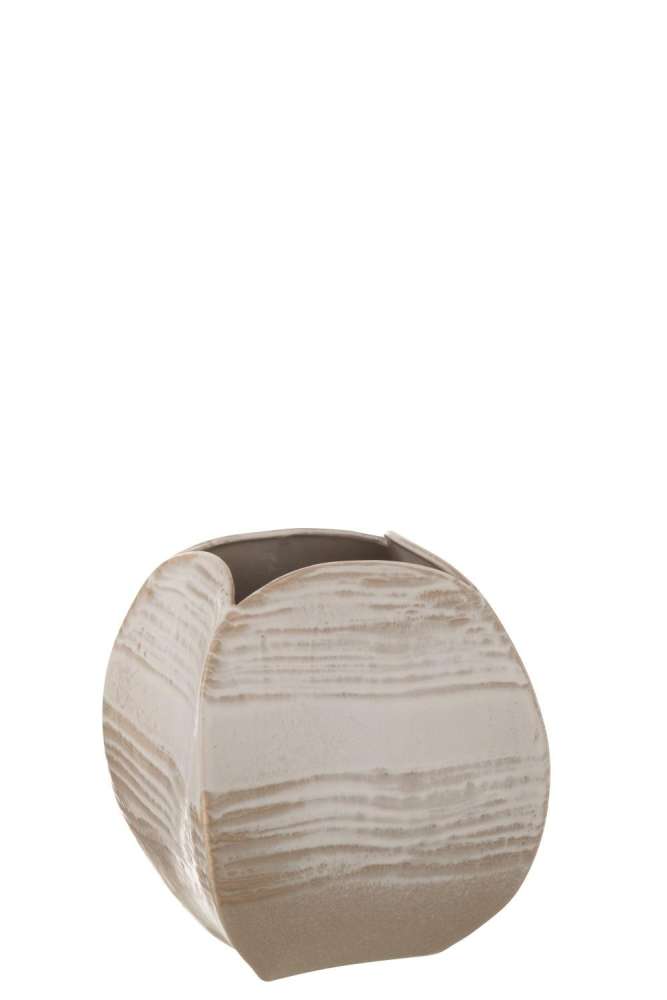 VASE ABSTRACT SQUARE CLAY BEIGE LARGE